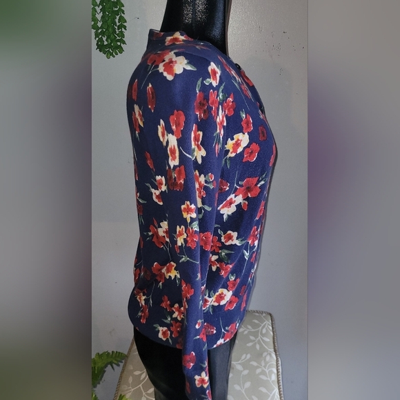 Land's End Blue and Red Floral Cardigan Sz.PM - Picture 4 of 7